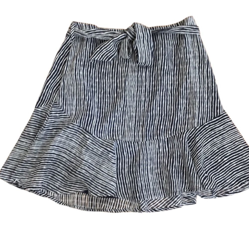 Asher Navy & White Striped belted skirt Small